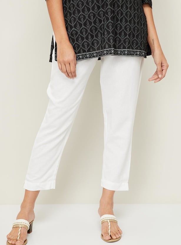MELANGE Women Solid Cropped Pants