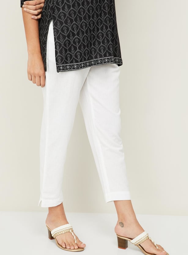 MELANGE Women Solid Cropped Pants