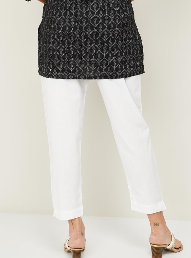 MELANGE Women Solid Cropped Pants