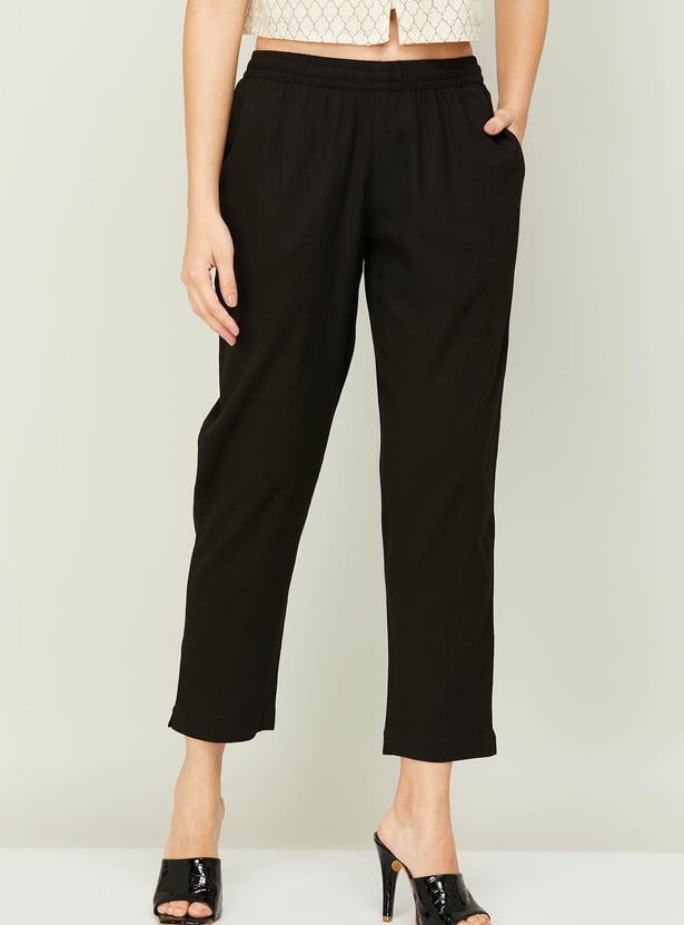 MELANGE Women Solid Straight Pants