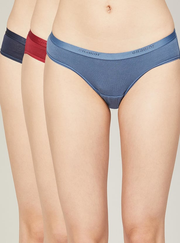 ENAMOR Solid Bikini Panties-Set of 3