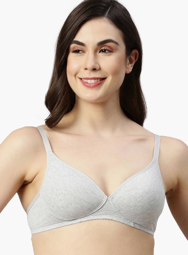 ENAMOR Heathered Plunge Padded Non-Wired Bra