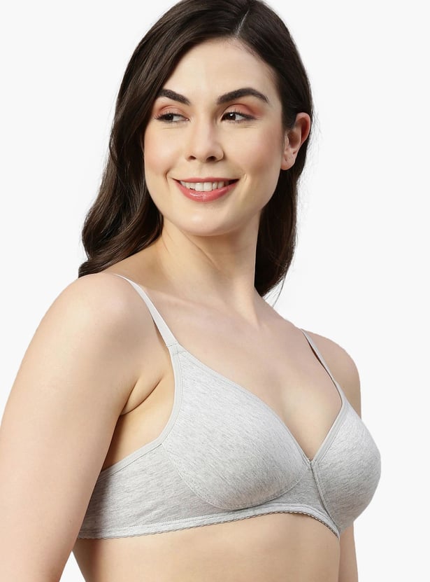 ENAMOR Heathered Plunge Padded Non-Wired Bra