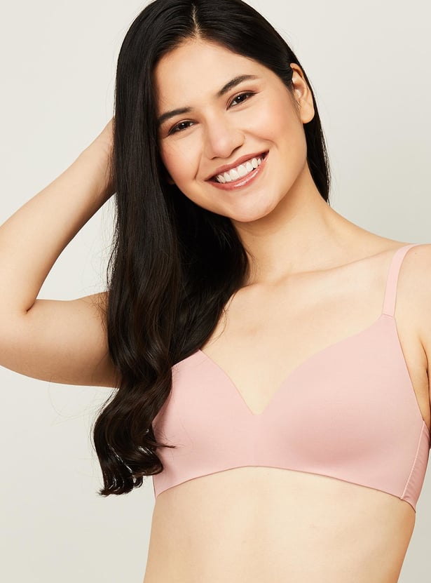 ENAMOR Solid Plunge Padded Non-Wired Bra