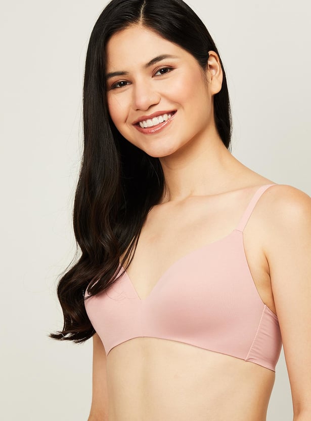 ENAMOR Solid Plunge Padded Non-Wired Bra