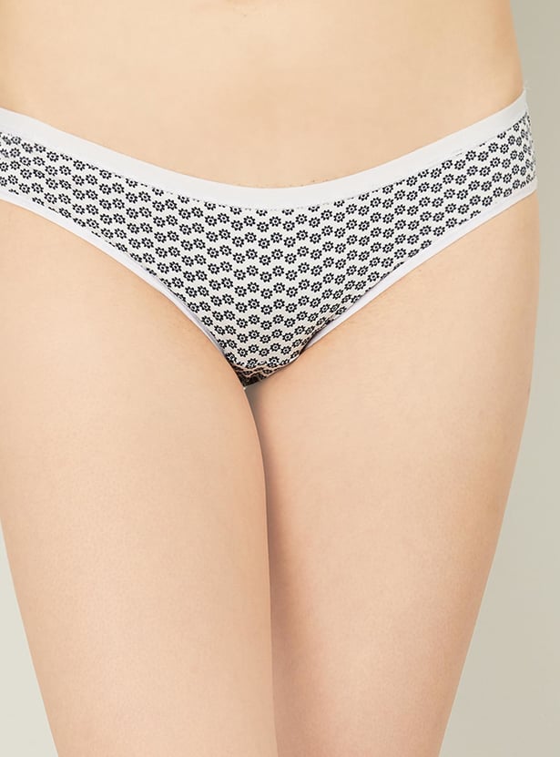 ENAMOR Women Printed Elasticated Bikini Panty - Pack of 3