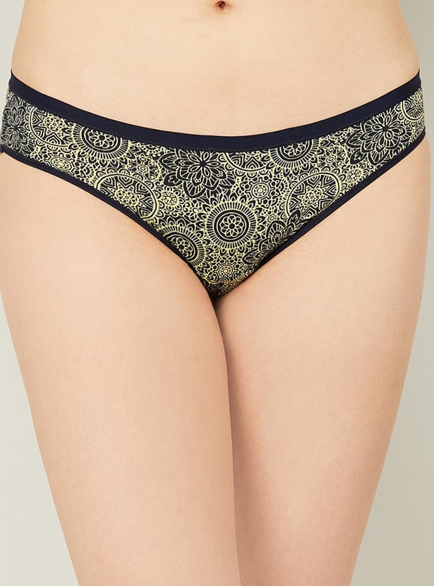 ENAMOR Women Printed Elasticated Bikini Panty - Pack of 3