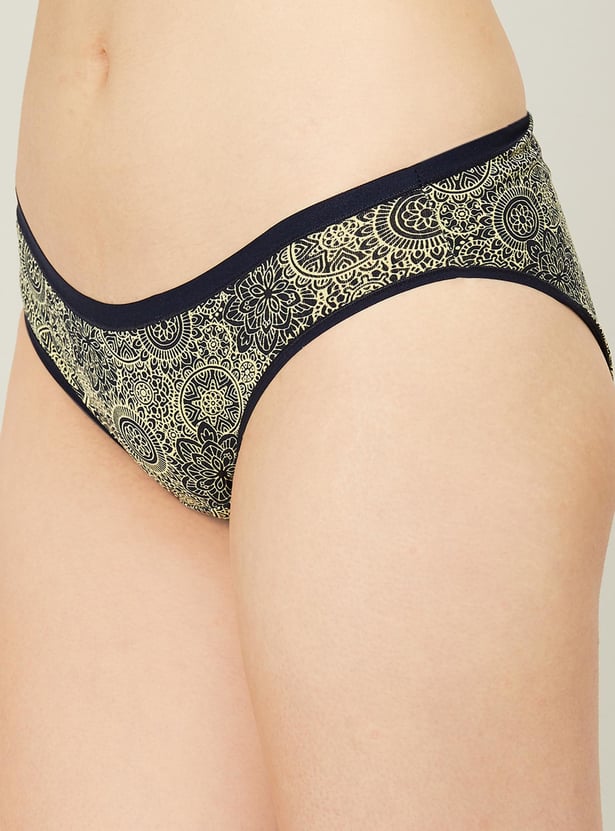 ENAMOR Women Printed Elasticated Bikini Panty - Pack of 3