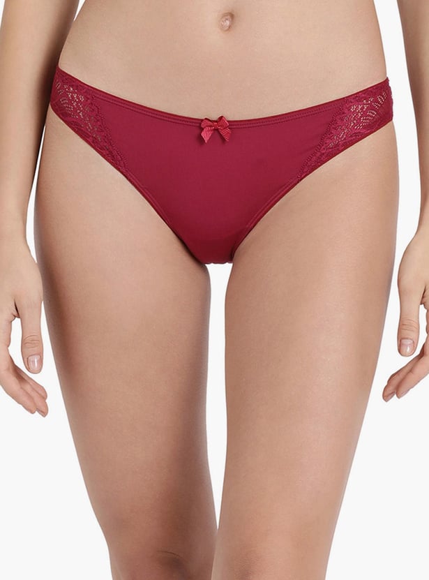 ENAMOR Women Solid Lace Detailed Hipster Panties