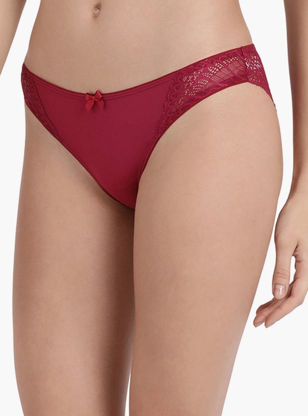 ENAMOR Women Solid Lace Detailed Hipster Panties