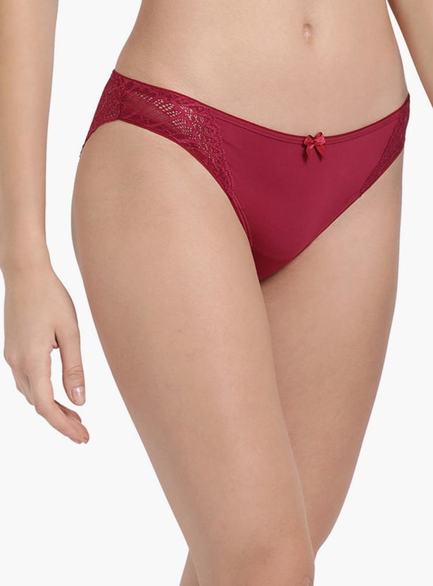 ENAMOR Women Solid Lace Detailed Hipster Panties