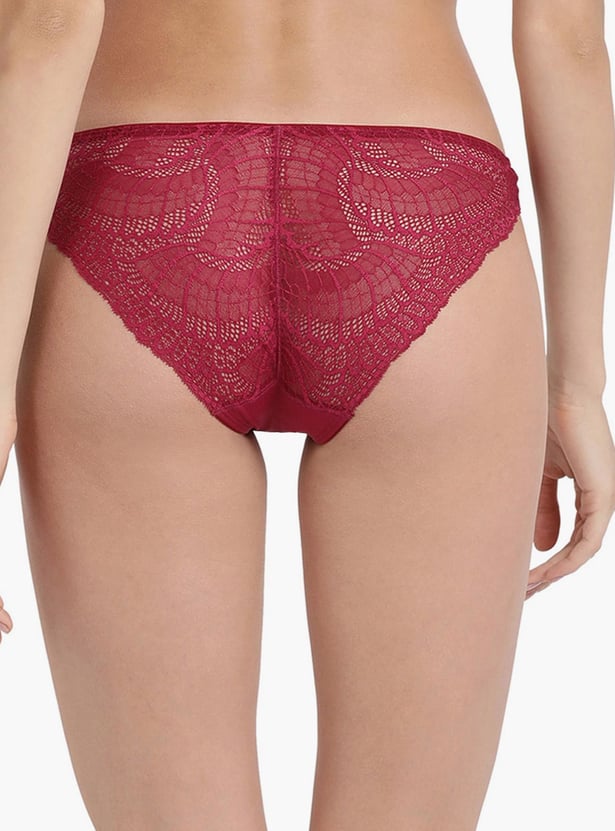 ENAMOR Women Solid Lace Detailed Hipster Panties