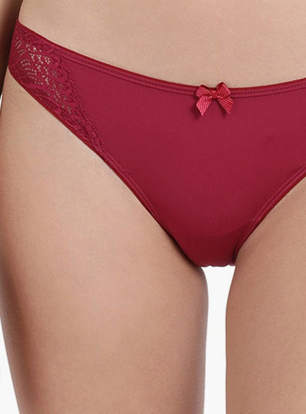 ENAMOR Women Solid Lace Detailed Hipster Panties