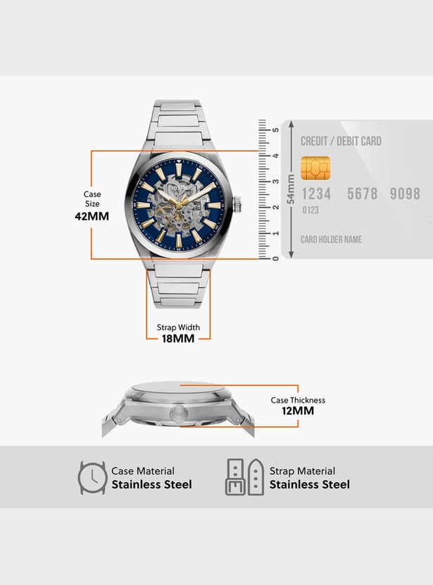 FOSSIL Men Automatic Watch with Stainless Steel Strap - ME3220