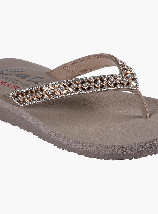 SKECHERS Women Embellished V-Strap Slippers