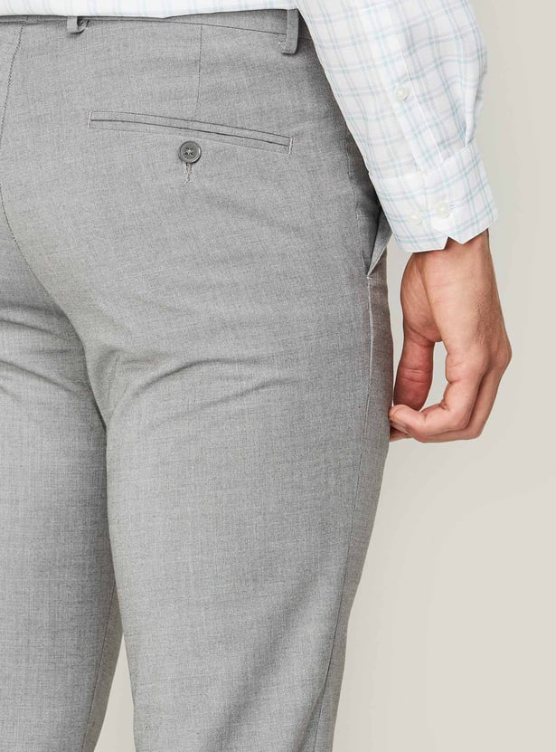 VAN HEUSEN Men Textured Slim Tapered Formal Trousers