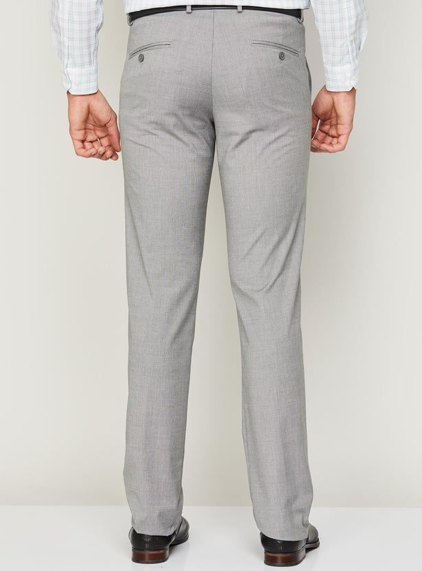 VAN HEUSEN Men Textured Slim Tapered Formal Trousers