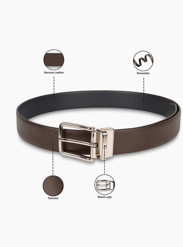 TOMMY HILFIGER Genuine Leather Textured Formal Belt