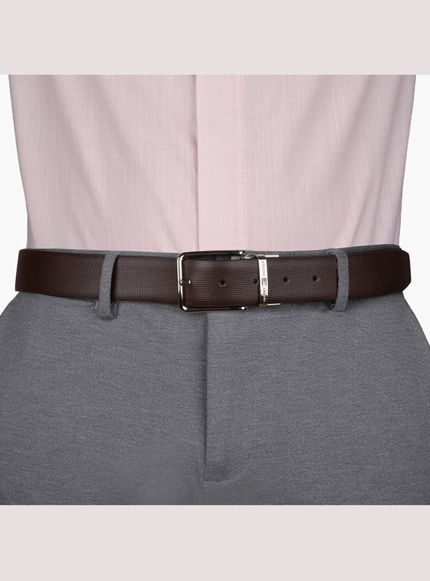 TOMMY HILFIGER Genuine Leather Textured Formal Belt