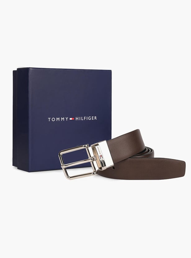 TOMMY HILFIGER Genuine Leather Textured Formal Belt