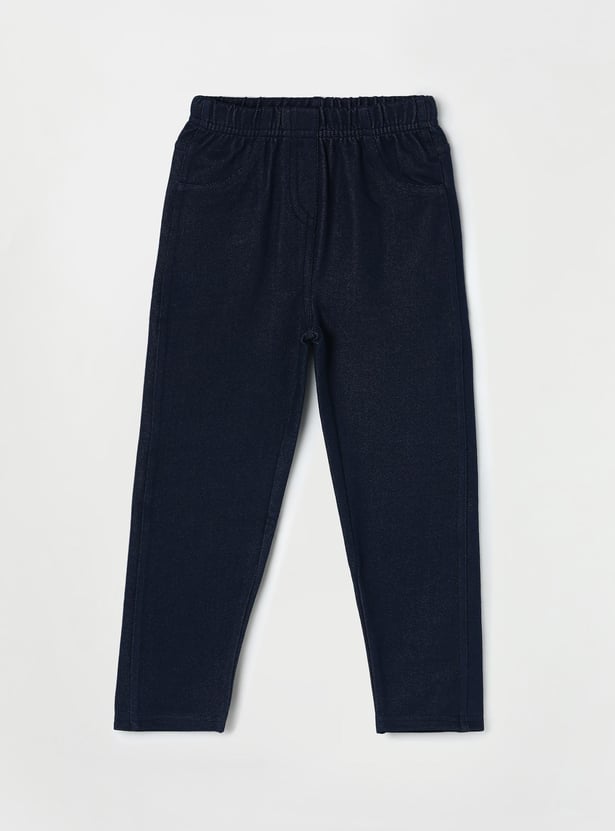 FAME FOREVER Girls Dark Wash Elasticated Jeggings