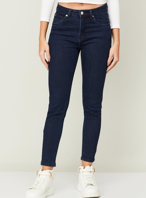 FAME FOREVER Women Solid Skinny Fit Dark Jeans