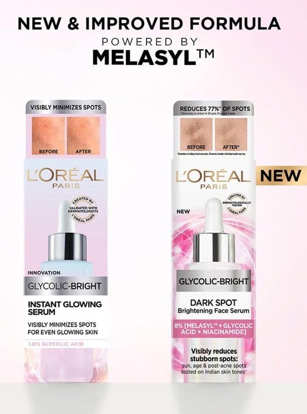 LOREAL PARIS Glycolic Bright Melasyl + Niacinamide Face Serum for Brightening Dark Spots - 15ml