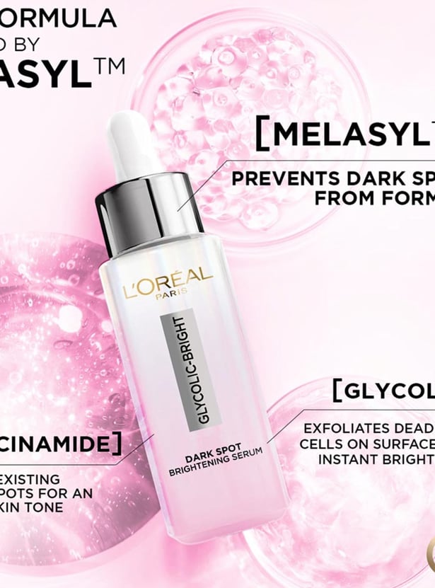 LOREAL PARIS Glycolic Bright Melasyl + Niacinamide Face Serum for Brightening Dark Spots - 15ml