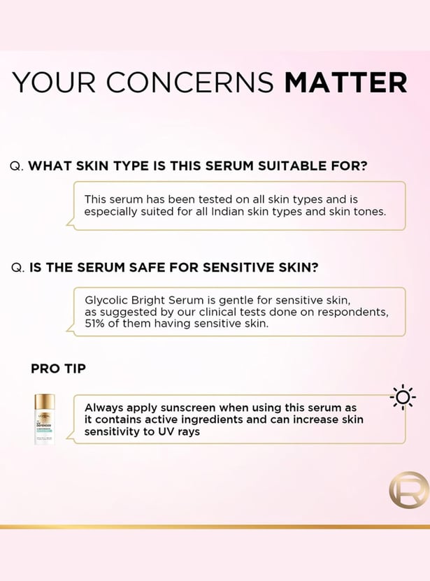 LOREAL PARIS Glycolic Bright Melasyl + Niacinamide Face Serum for Brightening Dark Spots - 15ml