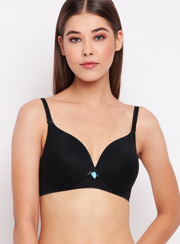 ENAMOR Solid Non-Wired Padded Plunge Bra