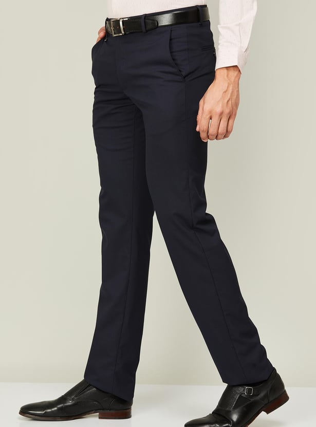 VAN HEUSEN Men Solid Slim Tapered Formal Trousers