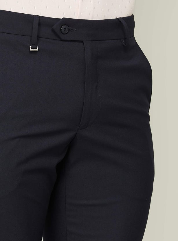 VAN HEUSEN Men Solid Slim Tapered Formal Trousers