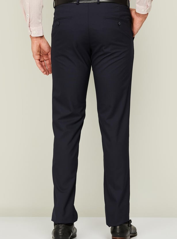 VAN HEUSEN Men Solid Slim Tapered Formal Trousers