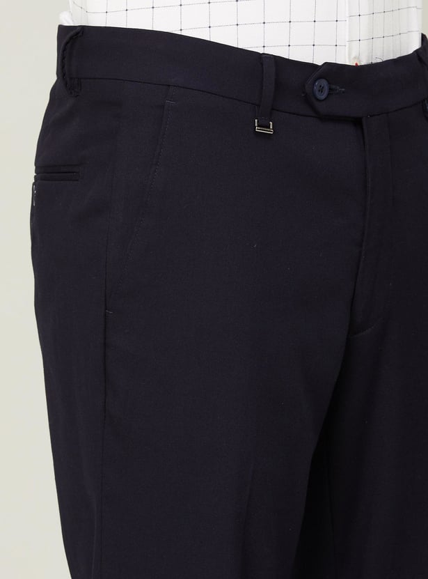 VAN HEUSEN Men Solid Slim Tapered Formal Trousers
