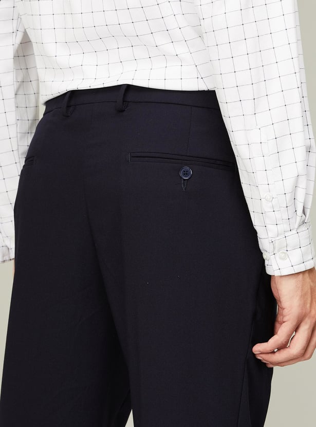 VAN HEUSEN Men Solid Slim Tapered Formal Trousers
