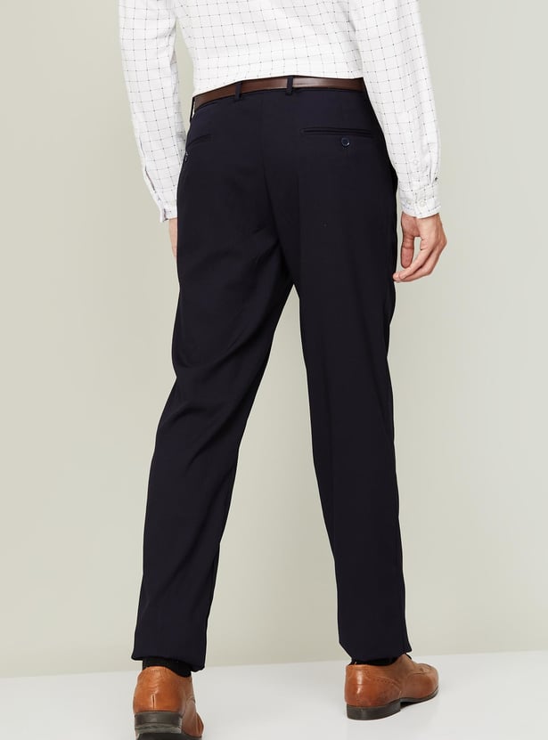 VAN HEUSEN Men Solid Slim Tapered Formal Trousers