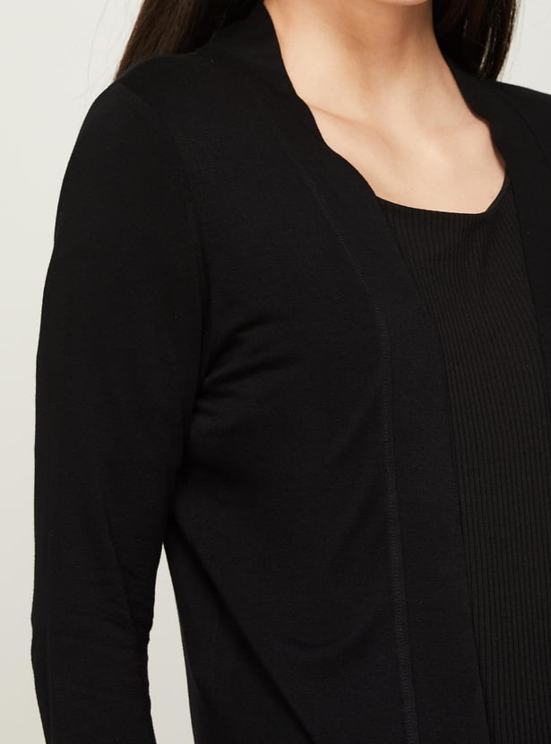 CODE Women Solid Front-Open Shrug