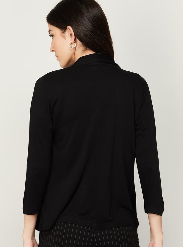 CODE Women Solid Front-Open Shrug