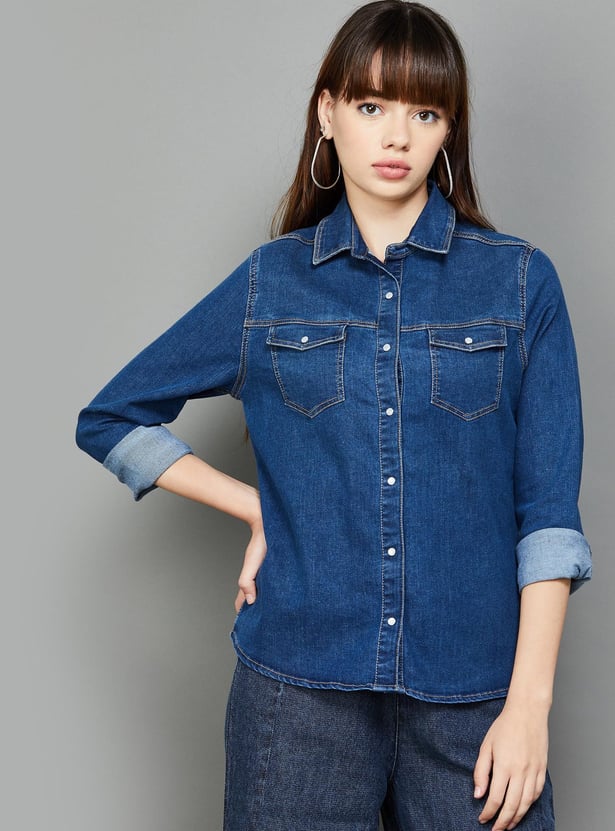 XPOSE Women Solid Denim Shacket