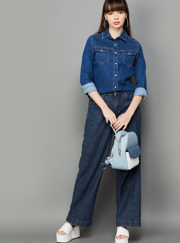 XPOSE Women Solid Denim Shacket