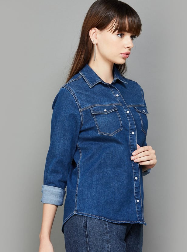XPOSE Women Solid Denim Shacket