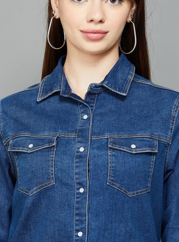 XPOSE Women Solid Denim Shacket