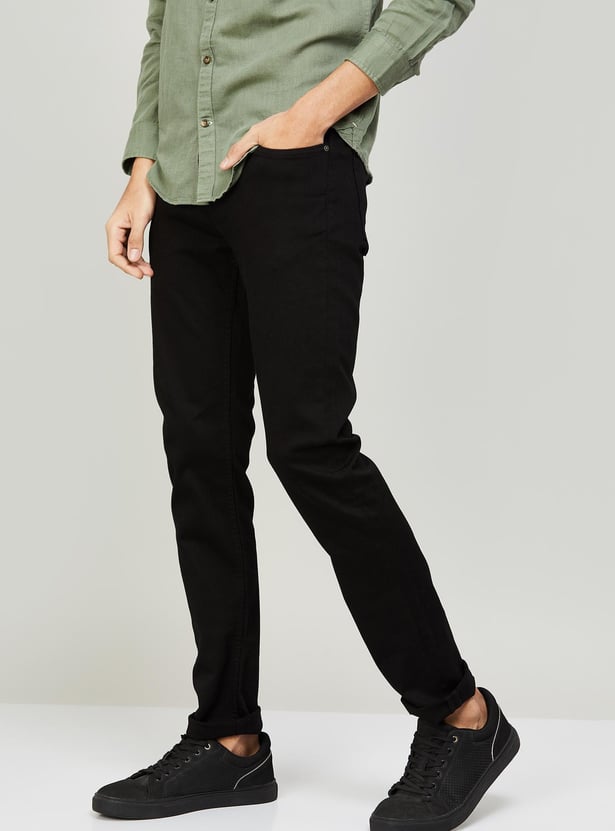 CELIO Men Solid Full-Length Slim Tapered Jeans