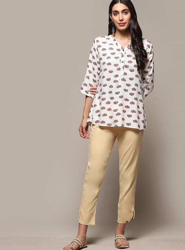 BIBA Women Solid Elasticated Straight Pants