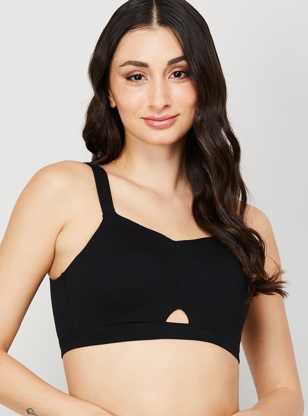 ENAMOR Solid Padded Non-Wired Full Coverage Sports Bra