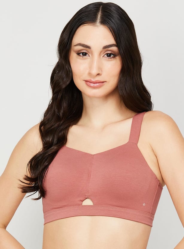 ENAMOR Solid Padded Non-Wired Full Coverage Sports Bra