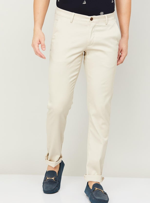 VH SPORTS Men Slim Straight Flat Front Casual Trousers