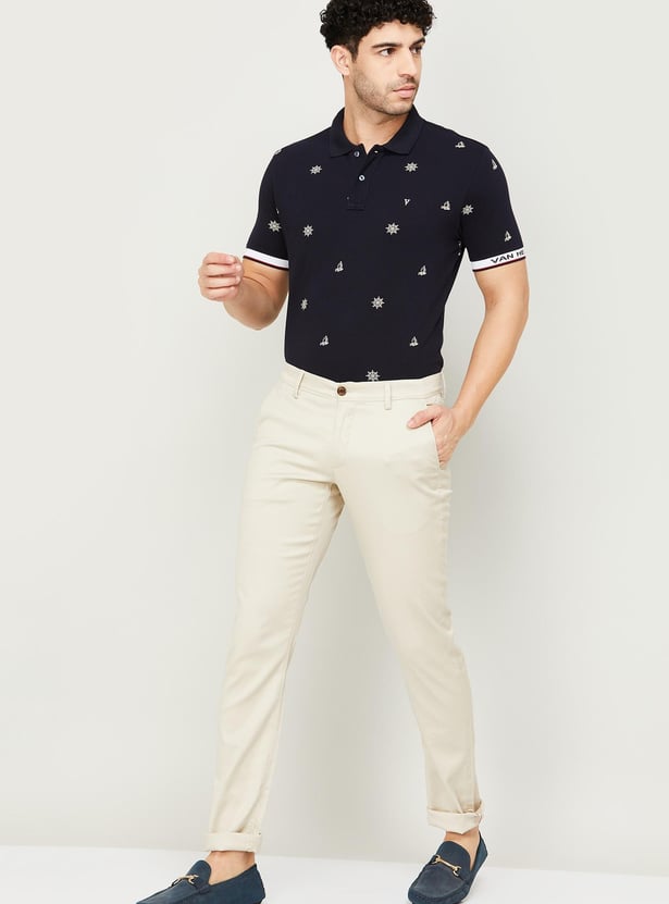 VH SPORTS Men Slim Straight Flat Front Casual Trousers