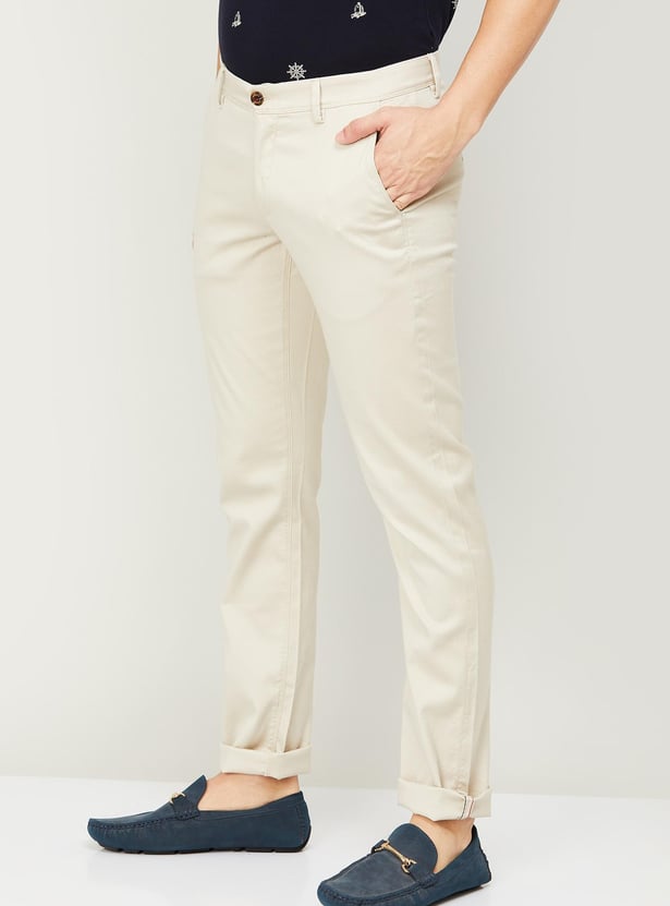 VH SPORTS Men Slim Straight Flat Front Casual Trousers