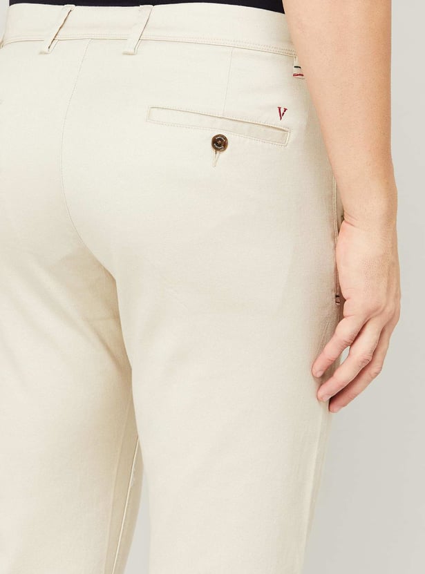VH SPORTS Men Slim Straight Flat Front Casual Trousers